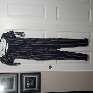SOLD!!! Black and white striped Jumpsuit